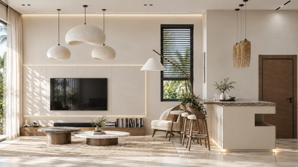 Azure Miami: гостиная и барная стойка